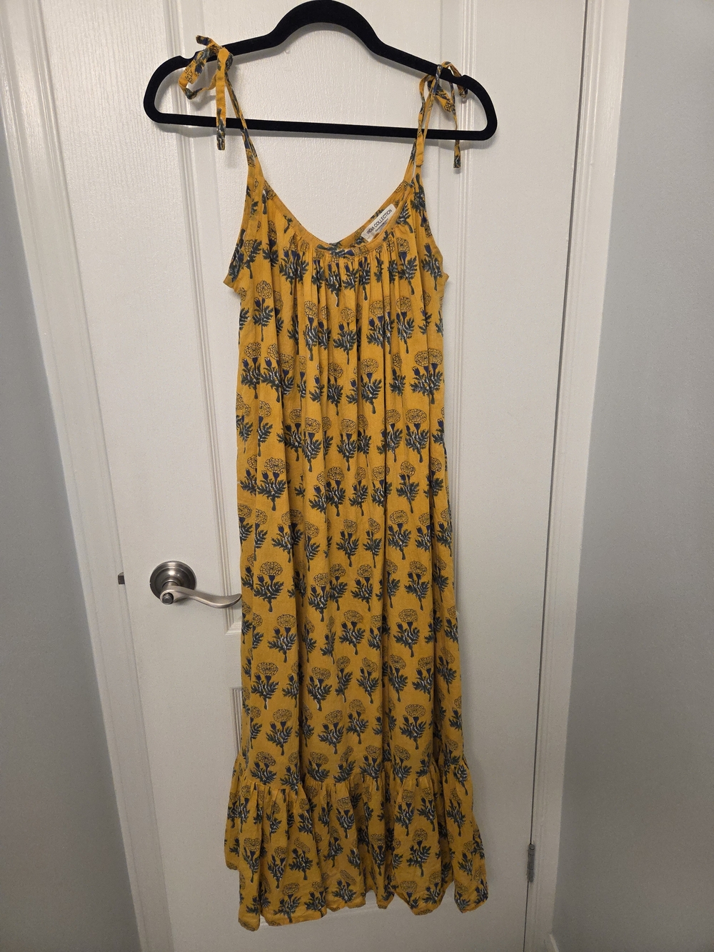 Emerson Fry Yellow Floral Maxi Dress with Blue Print